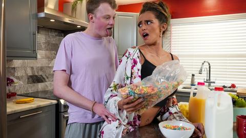 Armani black - jimmy michaels, stepmom, stepson, taboo, kitchen, young boy, younger guy, toyboy, couch, sofa, brunette, big tits, big boobs, busty, cumshot, cum in mouth