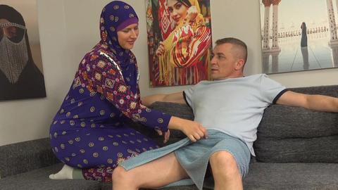 Kathy deep - arab, hijab, voluptuous, pawg, milf, big tits, big boobs, busty, big ass, big butt, big booty, couch, cumshot, cum in mouth