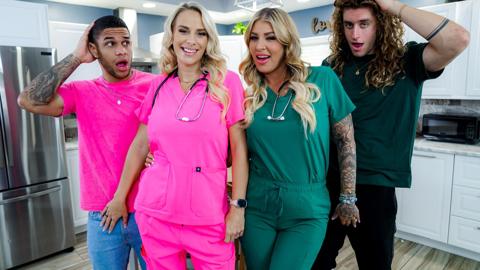 Lolly dames & Sadie rose - mike ox, giovanni, nurse, stepmom, friend's stepmom, friend's stepson, stepson, foursome, blonde, milf, family, big tits, tattoos, taboo, couch, cumshot