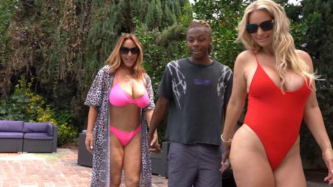 Rachael cavalli & Rachel steele - threesome, ffm, bbc, pool boy, poolside, milf, mature, cougar, older woman, blonde, brunette, big tits, big boobs, big ass, big butt, big black cock, bedroom, high heels, cumshot