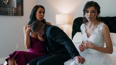 Nervous groom gets a hot wedding day surprise from stepmom and bride