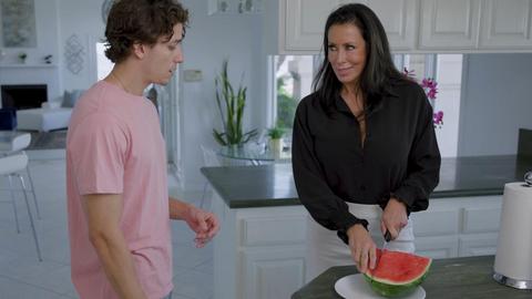 Reagan foxx - parker ambrose, milf, older woman, big tits, big boobs, busty, big cock, stockings, couch, younger guy, young boy, creampie