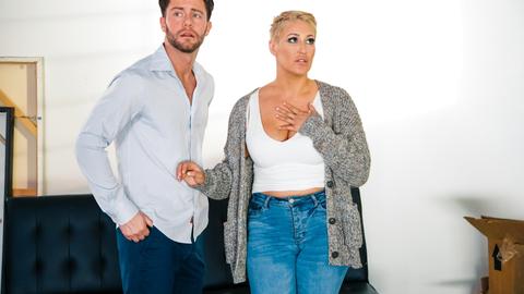 Ryan keely - seth gamble, blonde, big tits, big boobs, busty, big ass, big butt, older woman, younger guy, couch, cumshot, cum in mouth