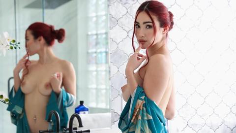 Scarlette moon - diego perez, redhead, big tits, big boobs, asian, stepmom, stepson, bathtub, bathroom, cumshot, cum on tits