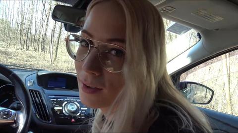 Sharon white - pov, car, public, glasses, anal, blonde, big tits, big cock, creampie, woods