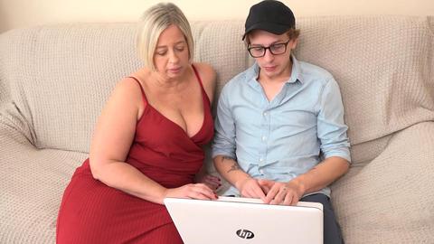 Shooting star & Other milfs - blonde, bbw, milf, pawg, it guy, mature, older woman, younger guy, natural breasts, big ass, big butt, big booty, couch, sofa, cumshot