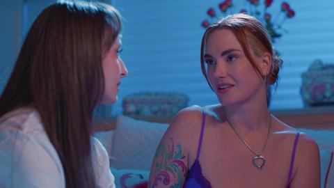 Siri dahl & Lexi luna - lesbian, brunette, redhead, big tits, hairy bush, tattoos, bedroom