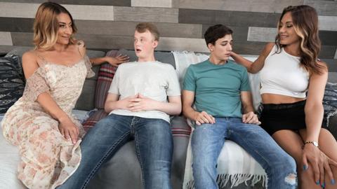 Two hot stepmoms swap sons for a wild foursome
