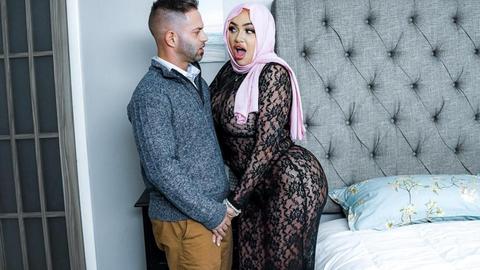 Zoey foxx - nicky rebel, hijab, arab, big tits, big boobs, busty, big ass, big butt, big booty, couch, bedroom, cumshot, cum on tits